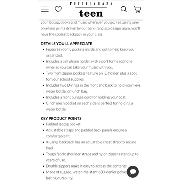 🆕 PB Teen Striped "Courtney" Backpack - Picture 15 of 15